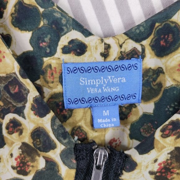 Simply Vera Wang Shirt Dress size Medium Swim Cover Up Full Zip Floral Tan - Picture 5 of 6